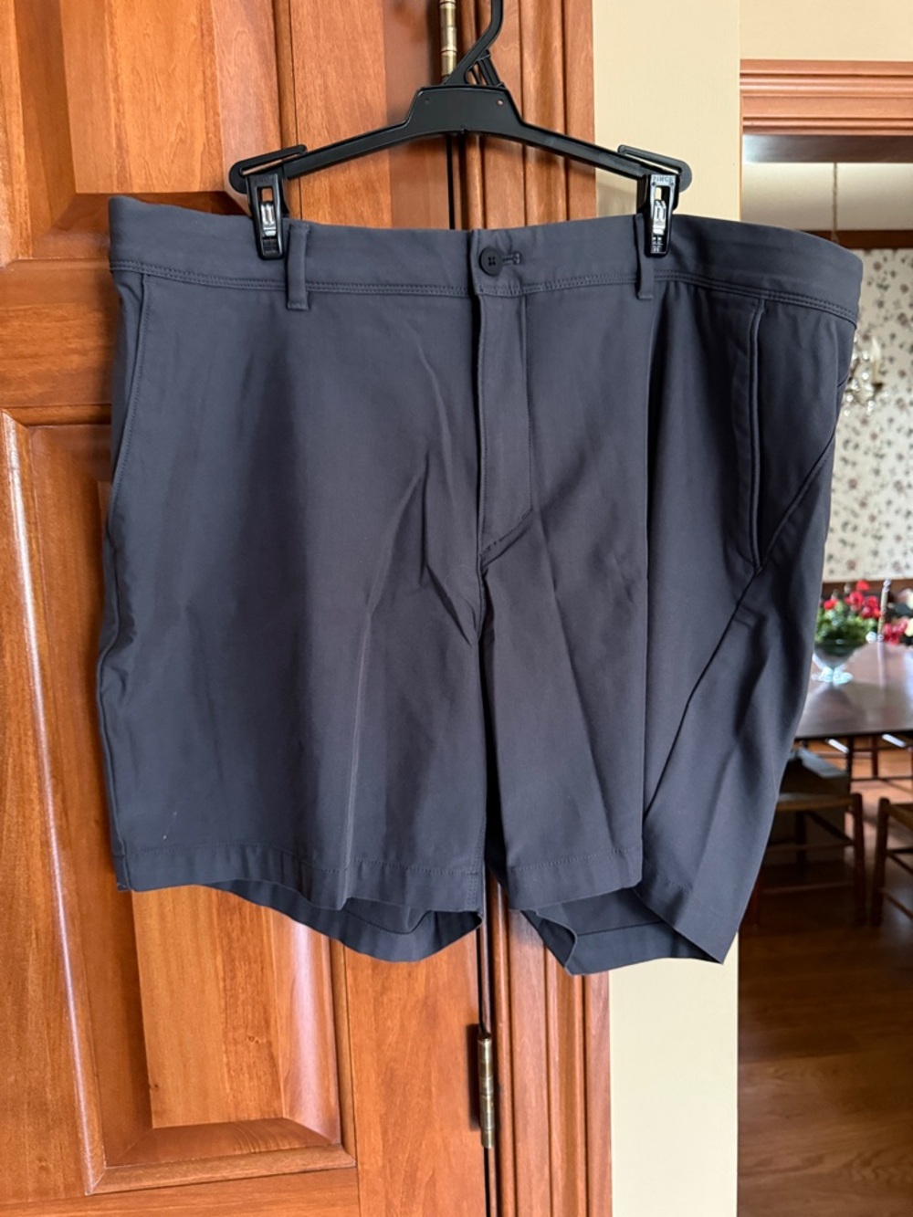 Men's Flat Front Black/Gray Shorts